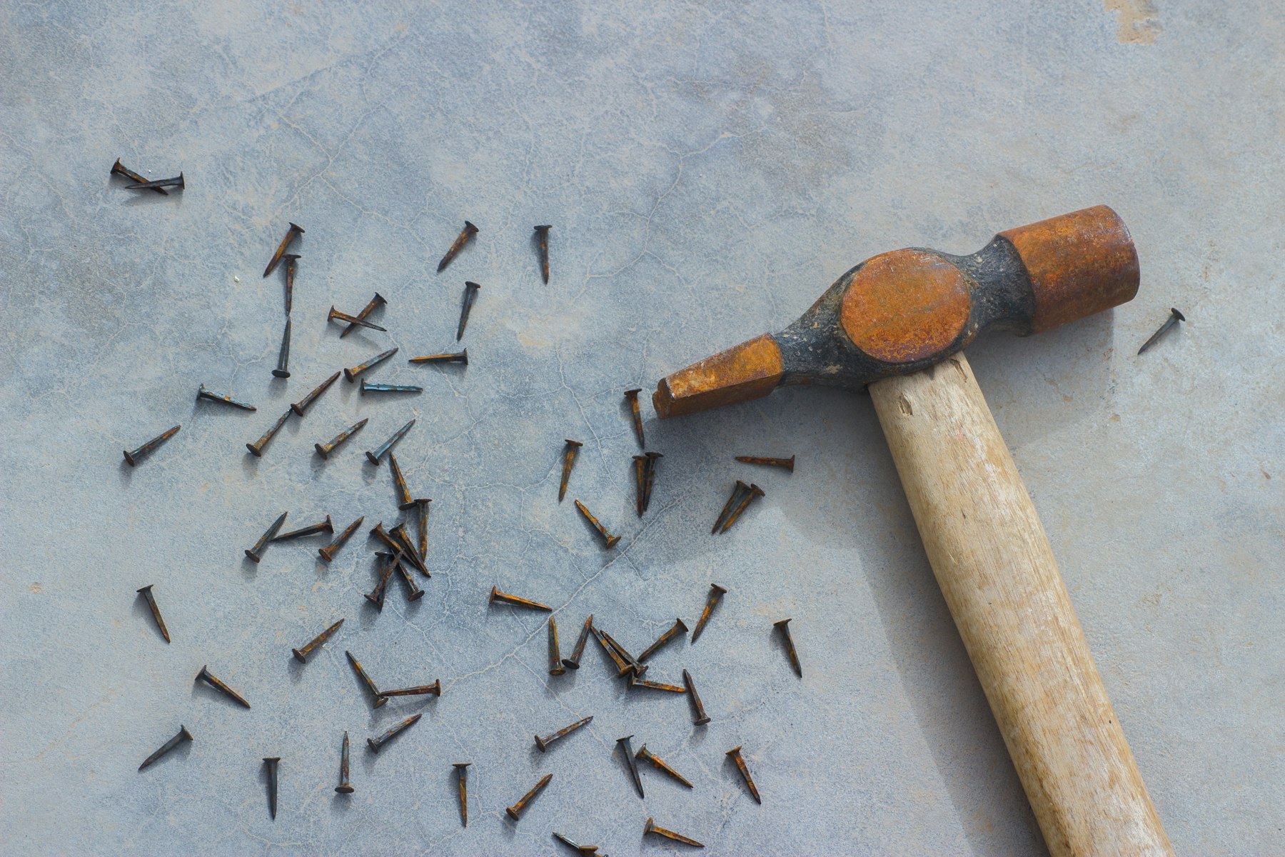 Hammer and nails detail