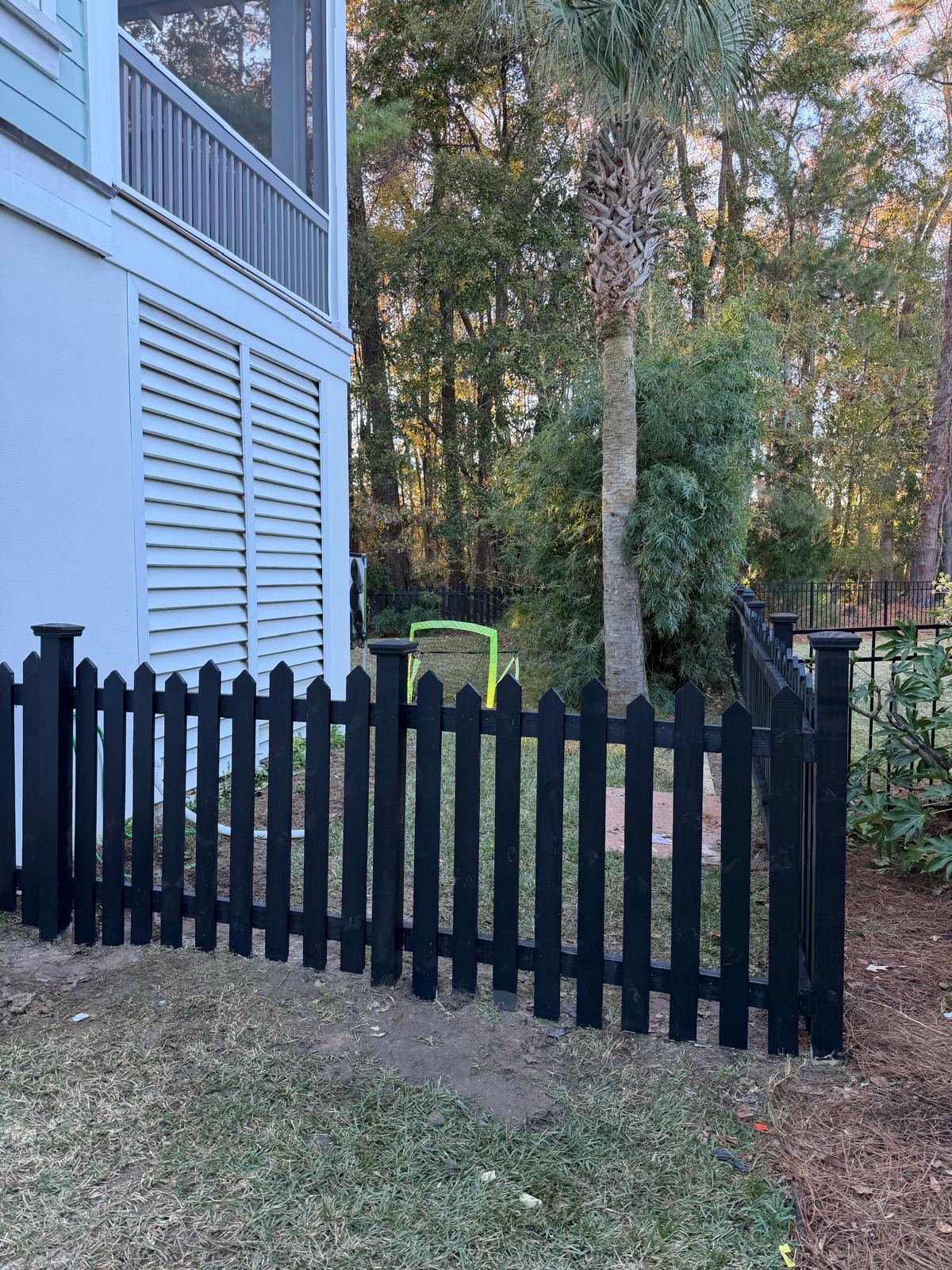 New Black Picket Fence Installation